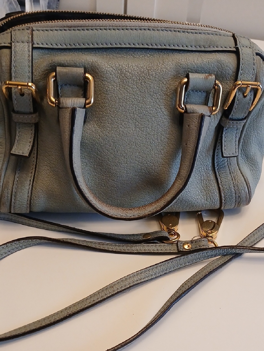 Dolce & Gabbana Light Blue Leather Mini Satchel Crossbody with Gold Hardware - Picture 7 of 16